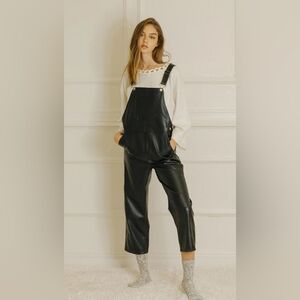 NWT Storia Faux Leather Overalls